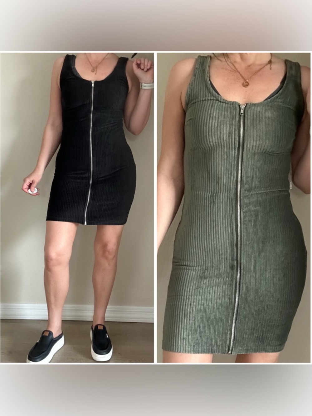 Bundle Ribbed Tank Mini Dress Bundle - Black / Olive